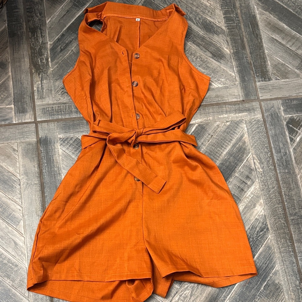 Women's Orange Sleeveless Jumpsuit